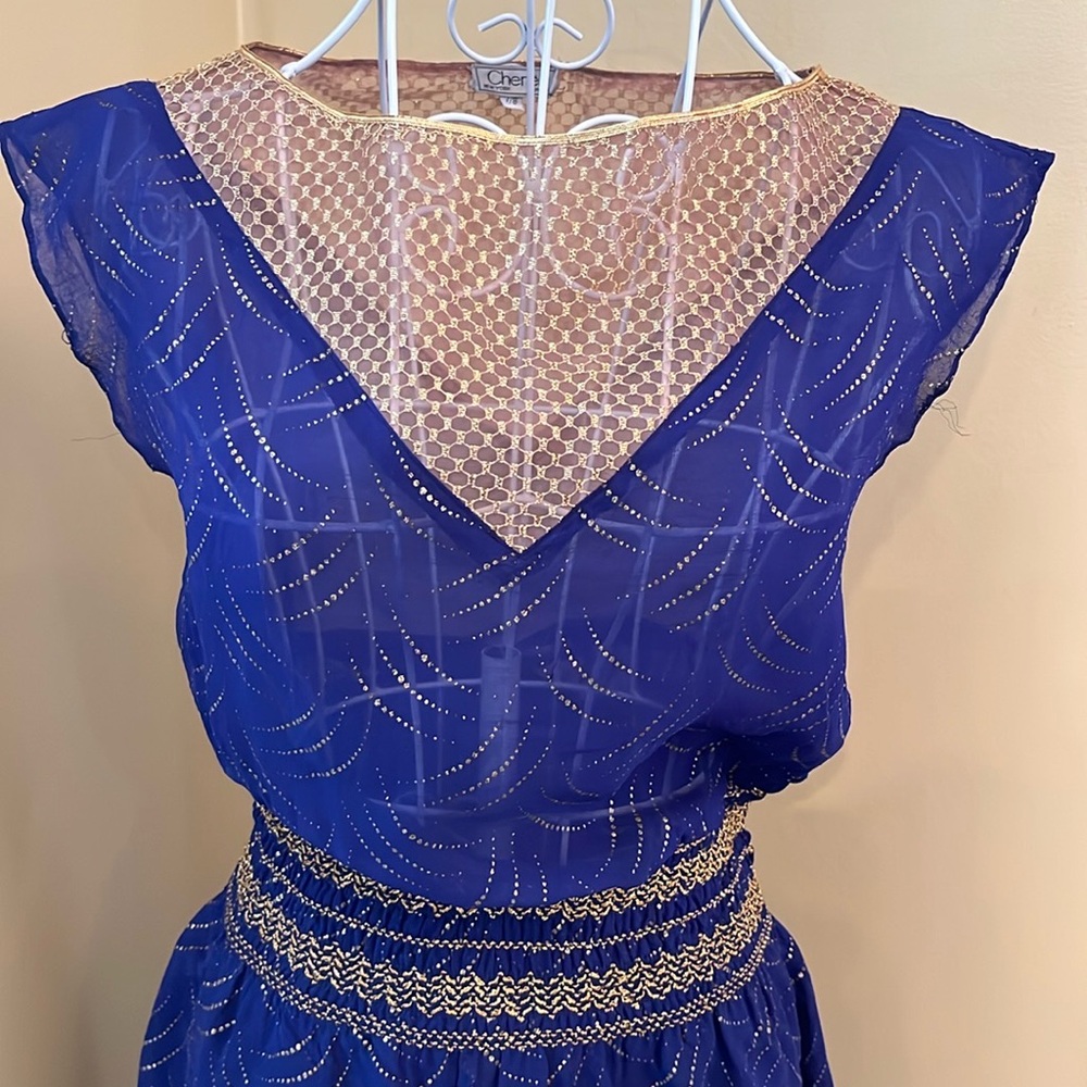 Elegant Vintage Purple and Gold Women's Dress